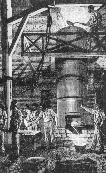 Kübilot vasıtasıyla dökme demirin kalıbı, yüzyılın en önemli eserleri Dumont, Hachette Edition 1895