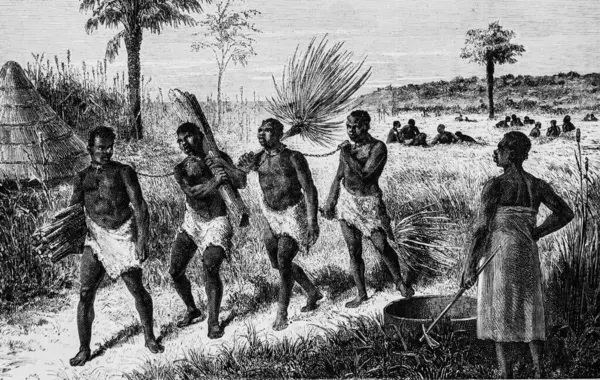 Ounyamouez的奴隶 Paul Gaffp Org征服非洲 Hachette Edition 1898 图库照片
