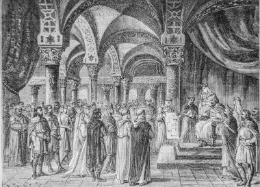 Saint Denis Manastırı planı Dagobert511-638 'de Henri Martin' in popüler Frrance tarihi, editör Furne 1860