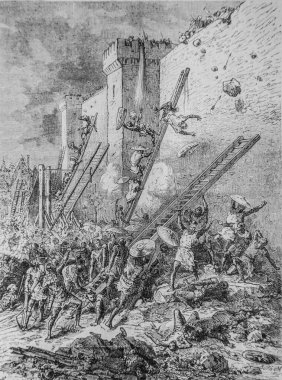 Kral ve onun Chasvaliers ve Amiens halkı Castillon Kalesi 'ne 1072-1180, Frrance' ın popüler tarihi Henri Martin, Furne Yayımcısı 1860