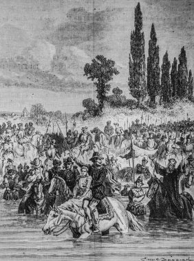 Protestanlar Loire A Bulvarı 1434-1493 'ü geçiyor, Frrance' ın popüler hikayesi Henri Martin, FURNEUR FURNE 1860