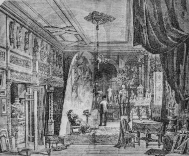 Ressam Eugene Giraud 'nun atölyesi, Edmond Texier' in Paris tablosu, Yayıncı Paulin ve Le Chavalier 1853