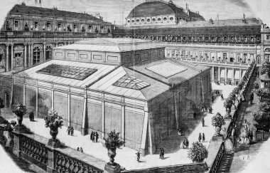 Resim sergileri için Kraliyet Sarayı 'nın avlusunda yüksek inşaat, Edmond Texier, Publisher Paulin ve Le Chavalier 1853' ün Paris Masası