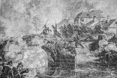 The grenadiers at the Pont de Malaga, 1832-1867, History of France by Henri Martin, editor Furne 1880