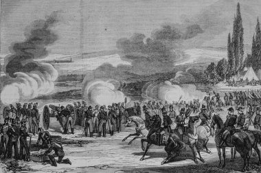 Satory setindeki yeni Fransız topçularının denemeleri, ünlü evren, editör Michel Levy 1870