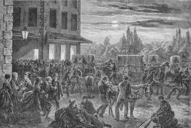 Metz 'de yaralanmaların nakli, meşhur evren, editör Michel Levy 1870