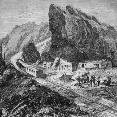 İsviçre, yeni Rigi demiryolu, ünlü evren, editör Michel Levy 1870