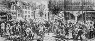 Parisli yöneticiler yiyecek tedariklerini sağlıyorlar, ünlü evren, editör Michel Levy 1870
