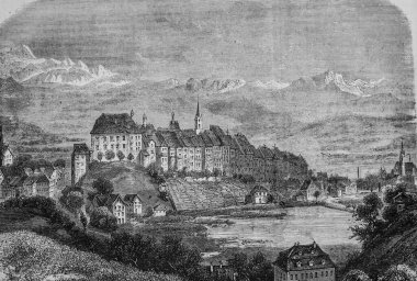 İsviçre; Wyl şehri, ünlü evren, editör Michel Levy 1870