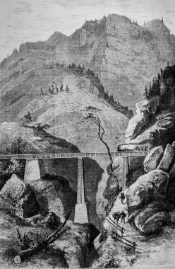İsviçre, Rigi demiryolundaki tünel ve viyadük, ünlü evren, editör Michel Levy 1870