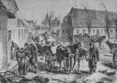 Paris Kuşatması, Villiers savaşından sonra Prusya yaralanmalarının taşınması, ünlü evren, yayıncı Michel Levy 1870