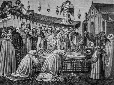 Mont Cassin Manastırında Aziz Benoit 'in Ölümü, Kilise Tarihi, Yayıncı Declee de Brouwer 1888