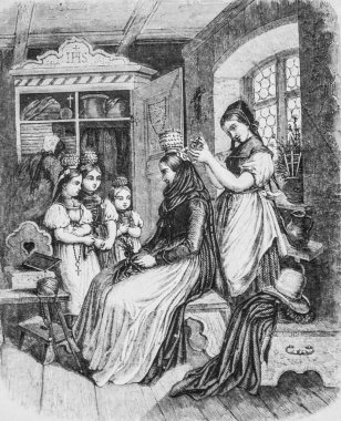 Kara Orman 'daki düğün tuvaleti, resim dükkanı, editör Edouard Charton, 1860