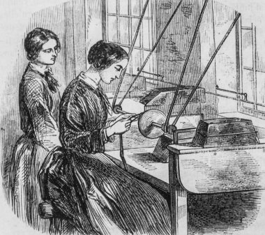 Metalik tüylerin imalatı, resim dükkanı, Edward Editör Charton, 1860