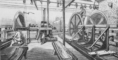 Makine bıçkıhanesi, dairesel testere, resim dükkanı, editör Edouard Charton, 1860