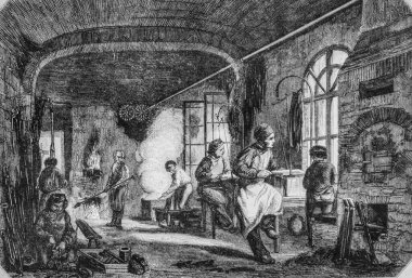 Buhar teknesi, resim dükkanı, editör Edouard Charton, 1860