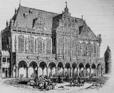 Eski Hotel de Ville de Breme, resim dükkanı, editör Edouard Charton, 1860