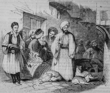 İstanbul 'da bir cadde, resim dükkanı, Editör Edouard Charton, 1860