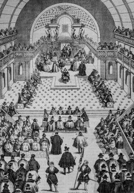 Genel devletler 1614 yılında Grande Salkle Bourbon 'da düzenlendi. Resimli dergi, editör Edouard Charton, 1860.