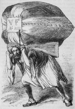 Türk portefaix hamam, resim dükkanı, editör Edouard Charton, 1860