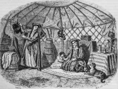 Dahili D (bir Kalmouks çadırı, resim dergisi, editör Edouard Charton, 1860