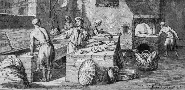 On sekizinci yüzyılda bir fırın, resim dükkanı, editör Edouard Charton, 1860