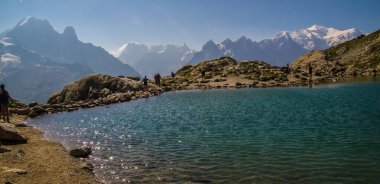 Chamonix 'deki Blanc Gölü Fransa' daki Haute Savoie 'de