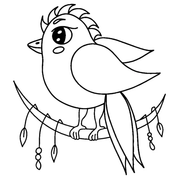 Yetişkin Çocuk Boyama Kitabı Için Kuş Vektör Kuş Izole Edildi — Stok Vektör