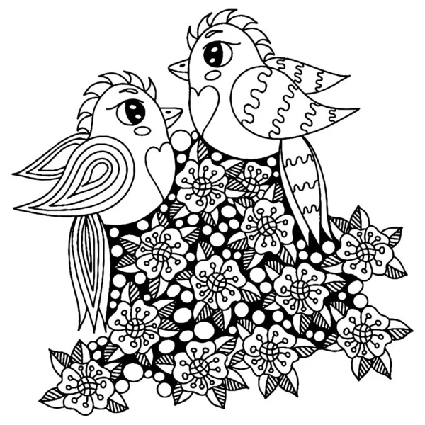 Птица Взрослых Детей Раскраски Книги Векторная Птица — стоковый вектор