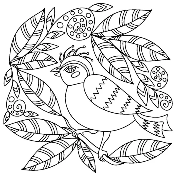 Fågel För Vuxna Eller Barn Teckningar För Barn Uppkopplad Vektorfågel — Stock vektor