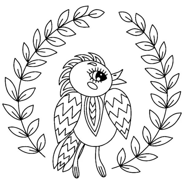 Птах Дорослої Або Дитячої Розмальовки Векторний Птах Ізольований — стоковий вектор