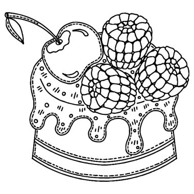 Yetişkinler ve çocuklar için boyama kitabı için vektör dondurma. Siyah çizgi dondurma boyama sayfası.