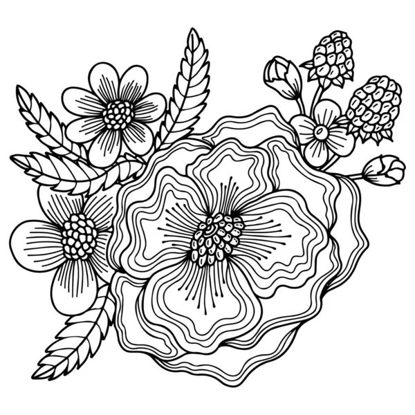 Vector Hermosa Flor Para Colorear Libro Página Flor Aislada — Archivo Imágenes Vectoriales