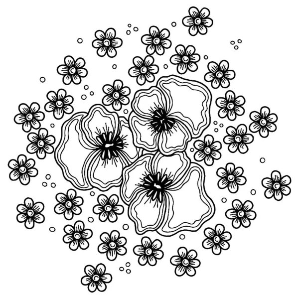 Vektor Vacker Blomma För Målarbok Eller Sida Isolerad Blomma — Stock vektor