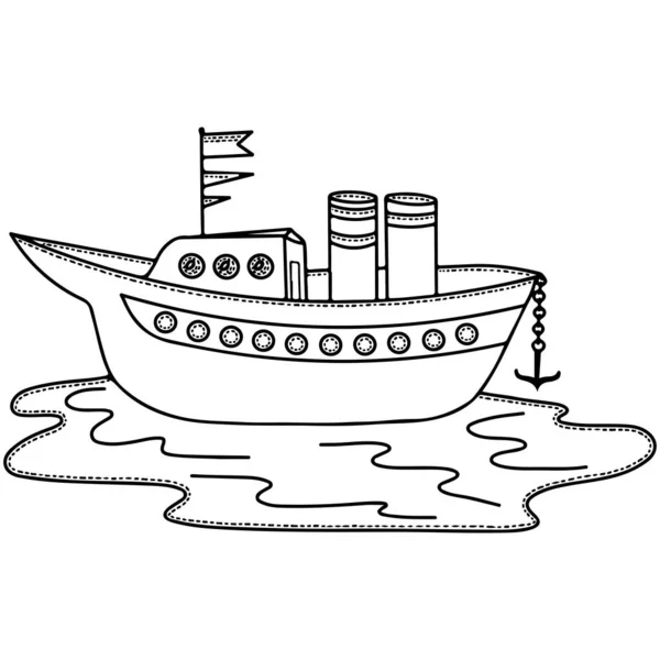 Διανυσματικό Πλοίο Σκάφος Για Παιδιά Ενήλικα Χρωματισμό Εκπαίδευση Πλοίο Χρωματισμού — Διανυσματικό Αρχείο