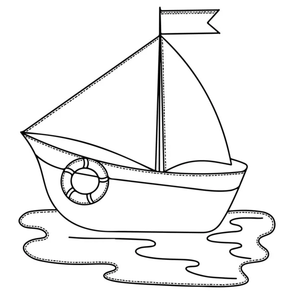Vectorschip Boot Voor Kinderen Volwassen Kleuren Training Schip Kleurboek — Stockvector