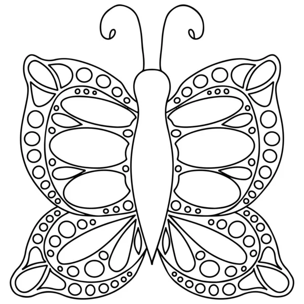 Чорна Лінія Метелик Вітальної Листівки Розмальовки Векторні Метелики Ізольовані — стоковий вектор