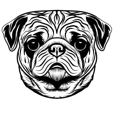 El çizimi dijital köpek. Siyah çizgi köpeği