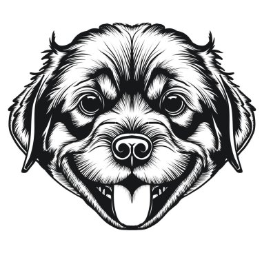 El çizimi dijital köpek. Siyah çizgi köpeği