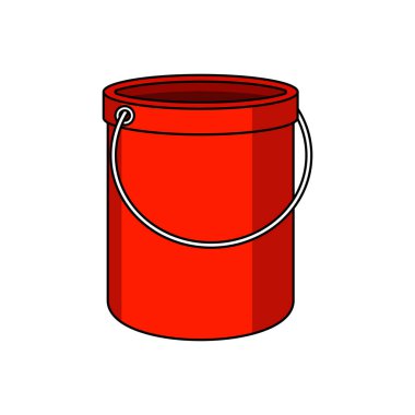 Cartoon red bucket isolated on white background
