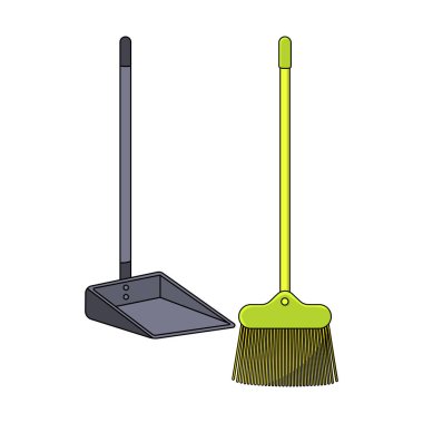 Isolated broom and scoop in vector illustration