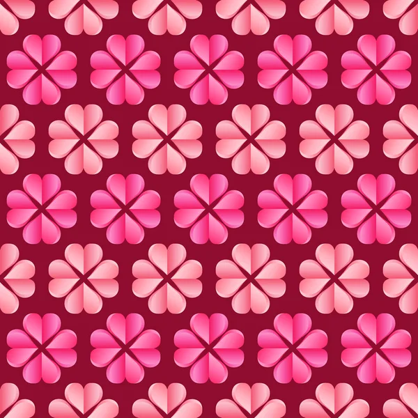 ダークピンクの背景を持つ可愛い花ベクトルシームレスパターン ベクトル図 — ストックベクタ