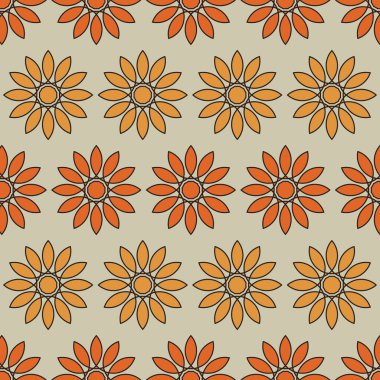 Modern tarzda turuncu çiçek desenli arka plan. Vektör illüstrasyon grafiği.