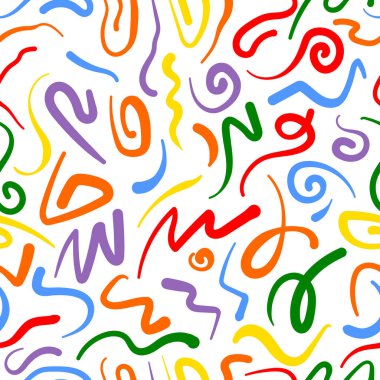 Çocuklar renkli çizgi karalamaları kusursuz desenli arka plan. Vektör illüstrasyon tasarımı.