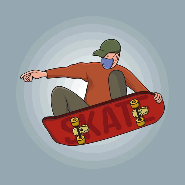 Action Par Patineur Faisant Tour Saut Avec Skateboard Illustration Vectorielle — Image vectorielle