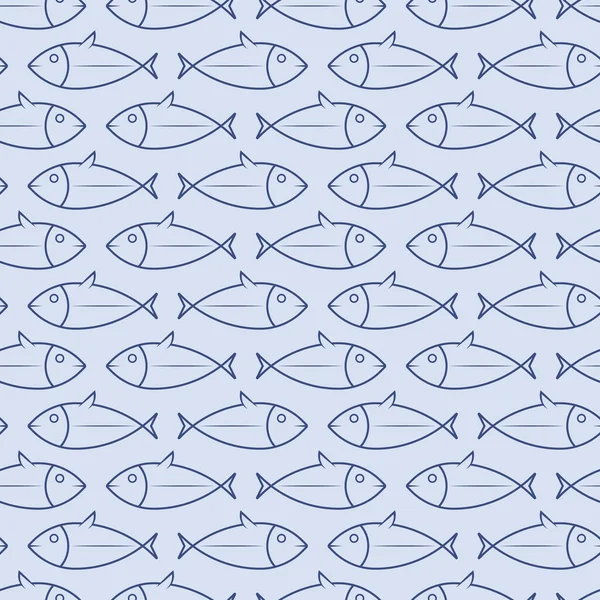 Isolated Blue Fish Seamless Pattern Light Blue Background Vector Illustration — Stock Vector