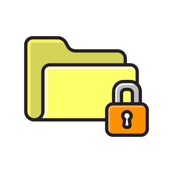 stock vector Encrypted Folder Symbol or Locked Digital Archive Icon