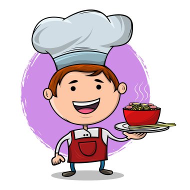 Sevimli Şef Ramen tabağı servis ediyor.