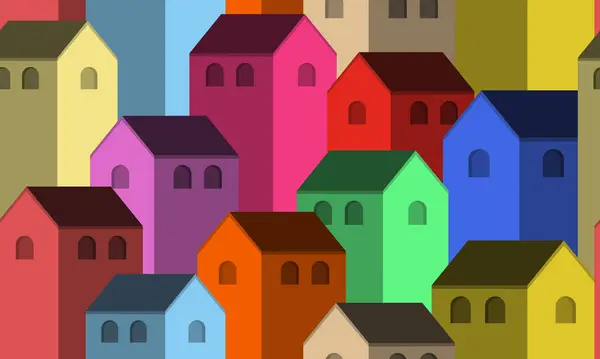 stock vector Colorful houses on a seamless pattern background