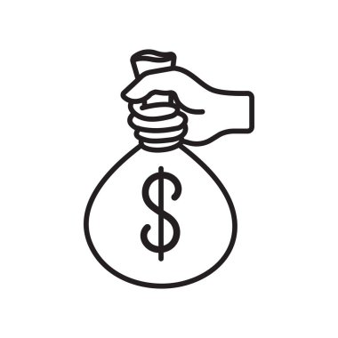 Para çantası tutan bir elin siyah beyaz çizimi